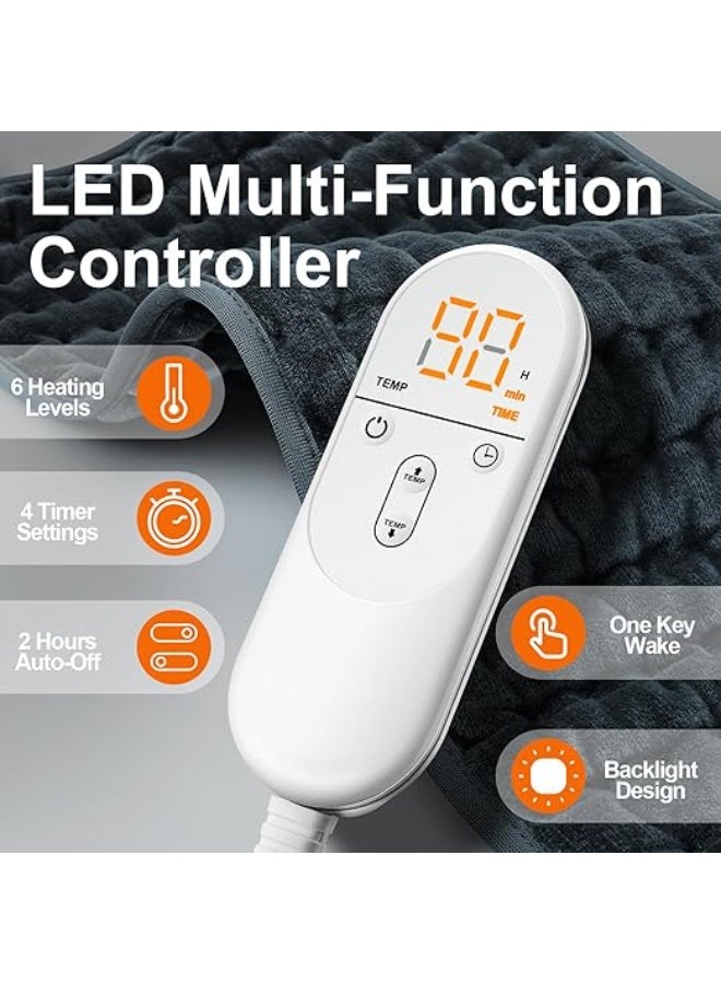 وسادة تدفئة كهربائية لتخفيف آلام الظهر والجسم - مفرش حراري بـ 6 مستويات حرارة وفصل تلقائي للظهر والبطن والأكتاف - 16×24 إنش - Image 5